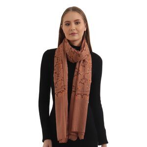 2686 100% Pure Cashmere Stole, Scarf, Handcrafted Sozni Floral Embroidery